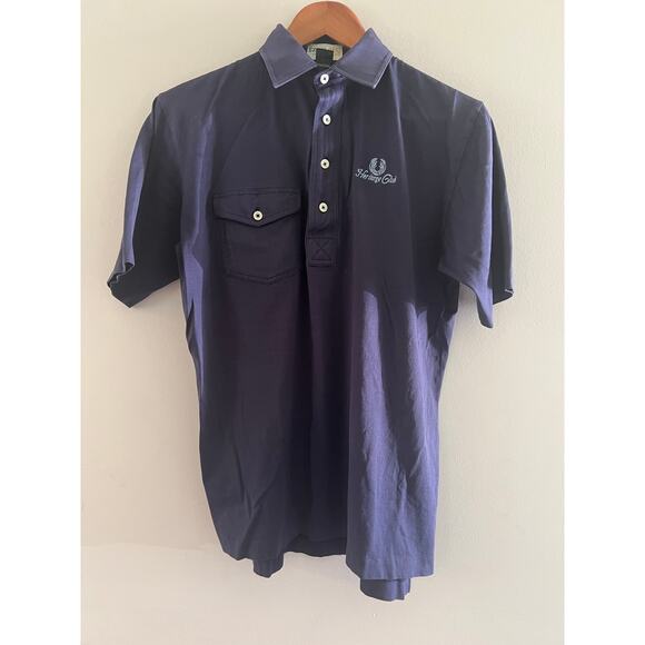Vintage IZOD 100% Cottton Polo Shirt Heritage Club SC Navy Blue Size Medium JL - Picture 1 of 7